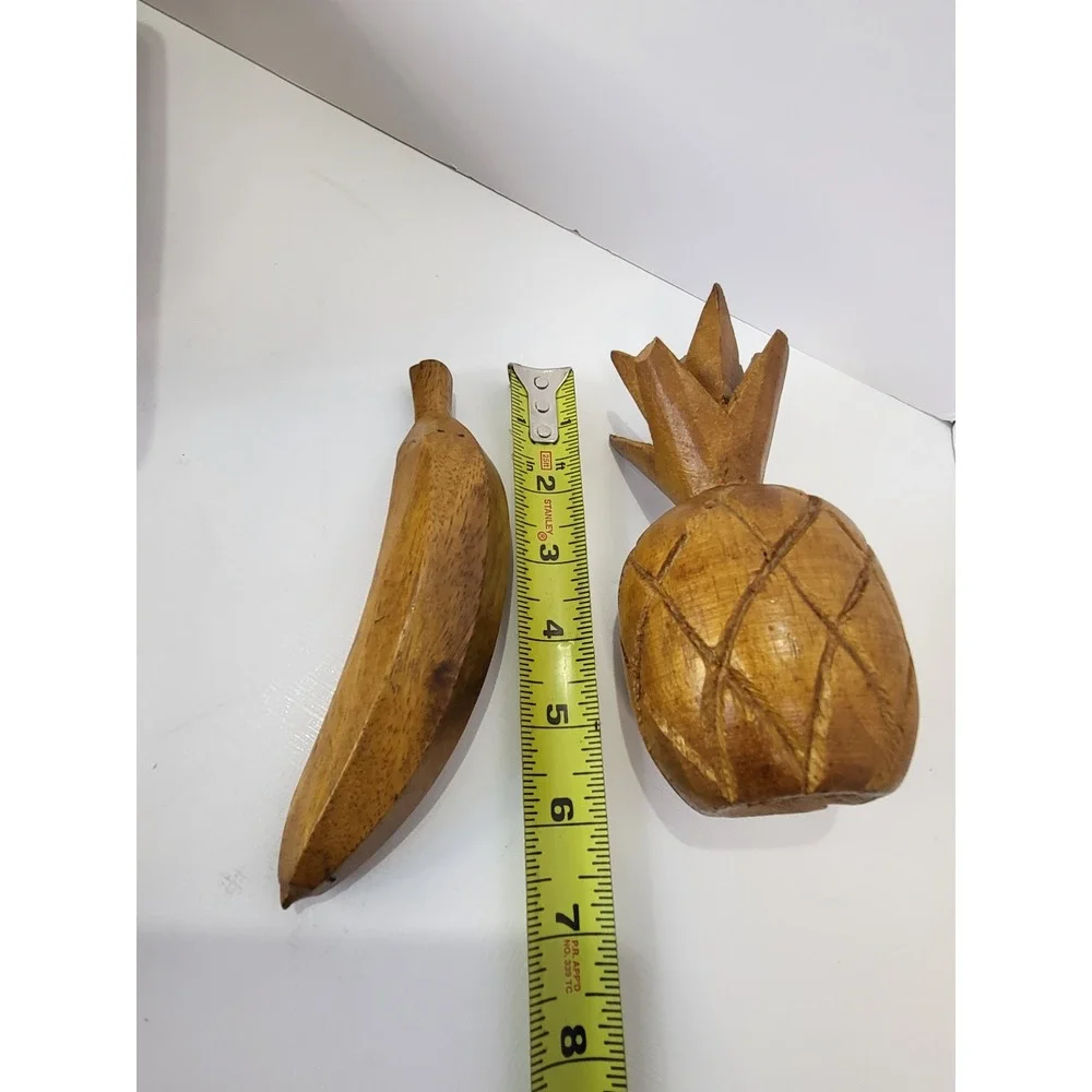 Vintage Mid Century Modern Monkey Pod Wooden Fruit Bowl Set 6 Piece Hand Carved